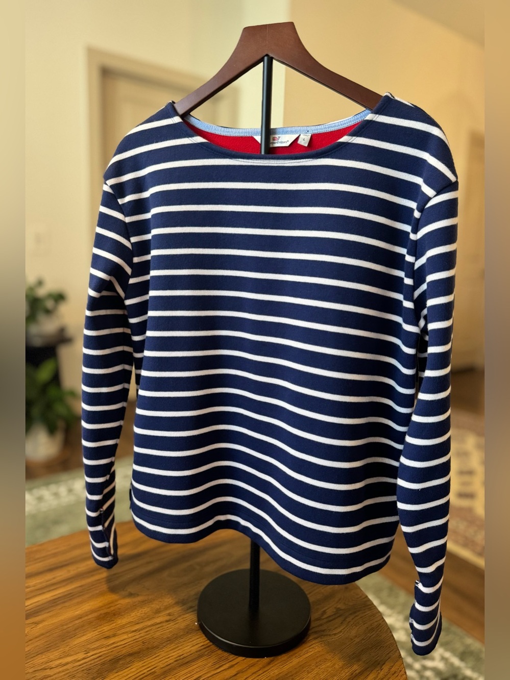 Vineyard Vines Navy & White Striped Long-Sleeve - Red Fleece Lined Long-Sleeve